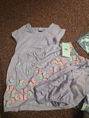 Lilac Butterfly Dress & Bloomers Set
